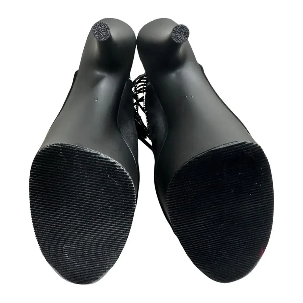 Pleaser Womens Ankle Boots DELIGHT- 1018RSF BIk Faux Suede/Blk Matte SZ 10